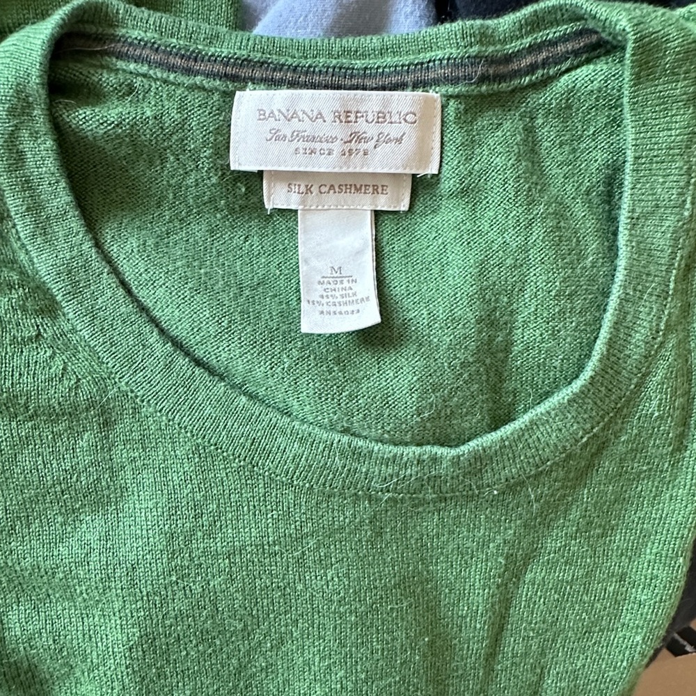 Banana Republic - Men’s Silk Cashmere Green Crewneck Sweater - Picture 2 of 2